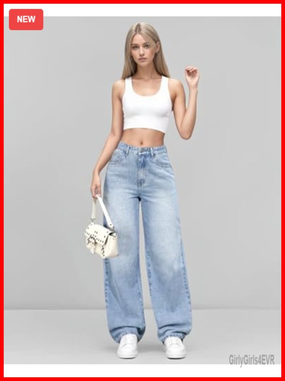 Wide Leg Baggy Y2K Jeans High Stretch Denim Cropped Loose Boyfriend Jeans - Picture 6 of 7